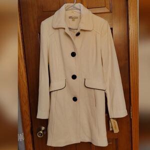 American Rag Cie 1984 -- Vtg Retro Designed Ivory Chic Susie Wool Trench Coat